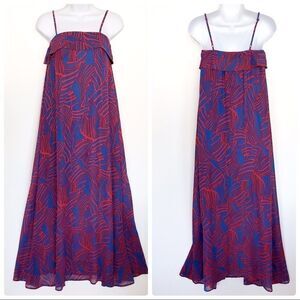 Gianni Bini red & blue flowy maxi dress size XS